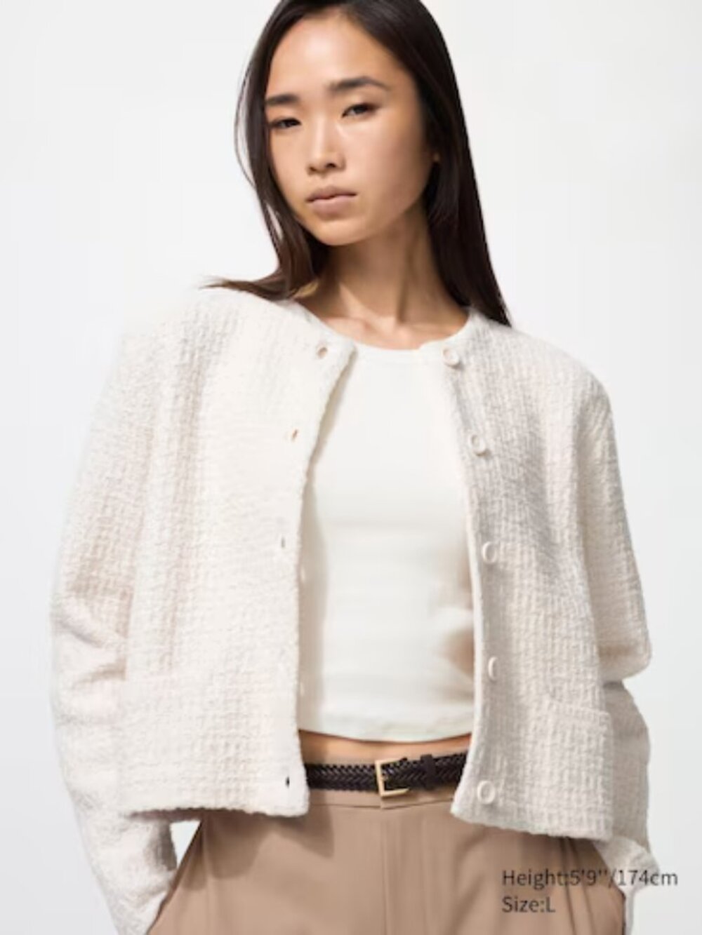 NWOT UNIQLO Knitted Short Jacket in Cream, Size S - Picture 2 of 11
